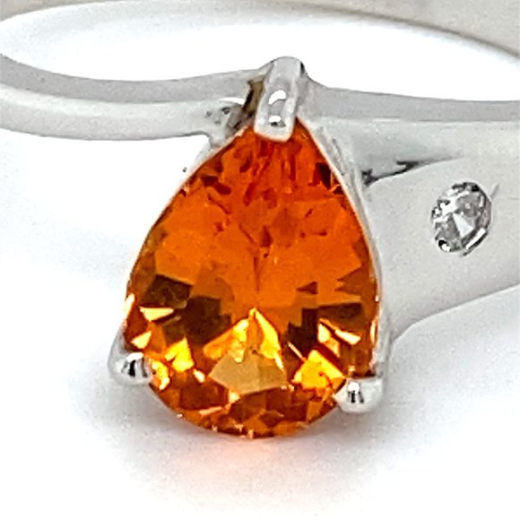 Mandarin Spessartine 1.50ct Diamond 18K Gold Ring - Picture 7 of 7